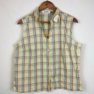 NWT 80’s Vintage Plaid Button Down Tank Top